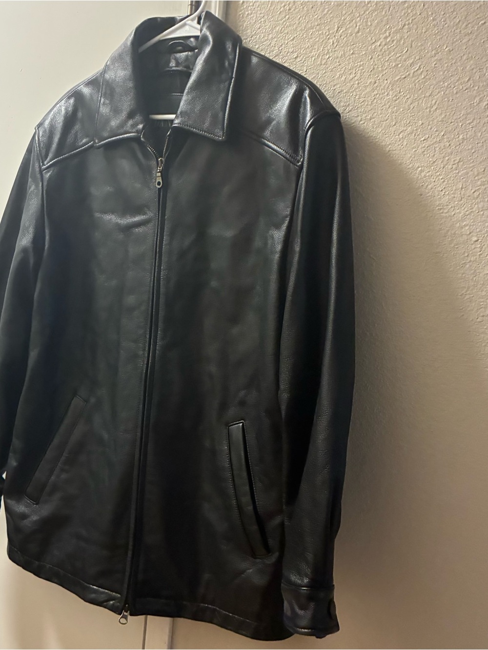 Vintage Danier Canada Men's Black Leather Zip-Front Jacket Size 32